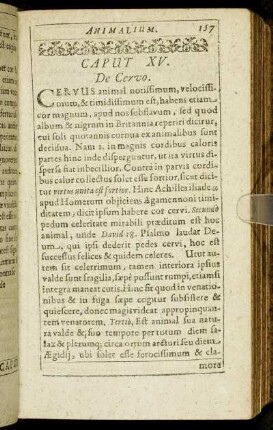 Caput XV. De Cervo.