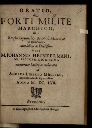 Oratio de forti milite Marchico