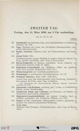 Zweiter Tag: Freitag, den 11. März 1938, um 3 Uhr nachmittags (Nr. 381-780)