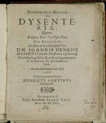 Disputatio Medica De Dysenteria