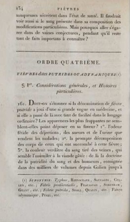 Ordre quatrième. Fièvres dites putrides ou adynamiques