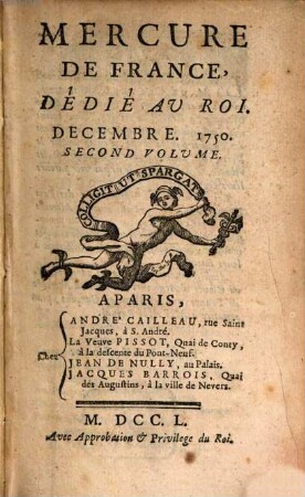 Mercure de France. 1750, 12, Vol. 2
