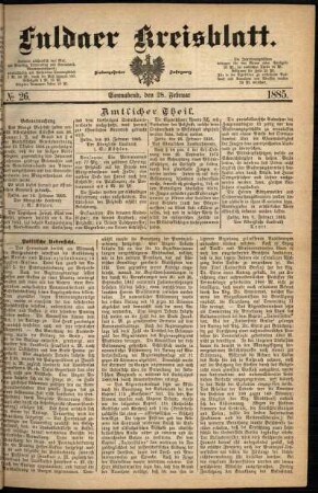 Ausgabe vom Samstag, den 28. Februar 1885.