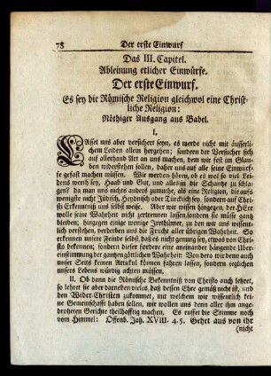 Das III. Capitel. Ableinung etlicher Einwürfe.