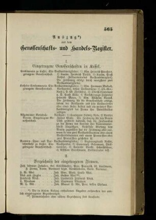 Auszug aus dem Genossenschafts- und Handels-Register