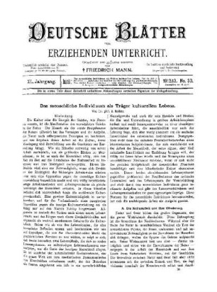 Das menschliche Individuum als Träger kulturellen Lebens