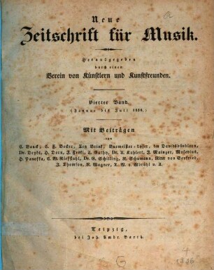 Neue Zeitschrift für Musik : gegr. 1834 von Robert Schumann. 4. 1836