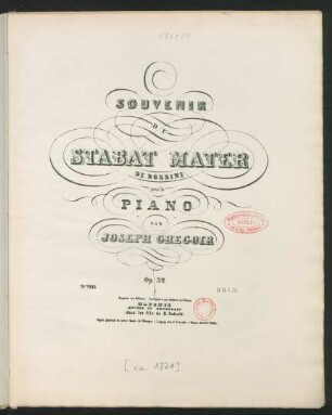 Souvenir du Stabat mater de Rossini : pour le piano : op. 32.