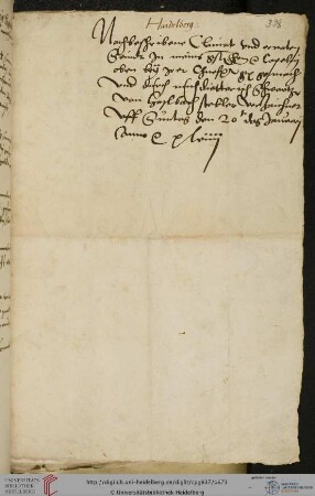 Verzeichnis von Kleinodien und Ornat in der Kapelle im Schloss Heidelberg