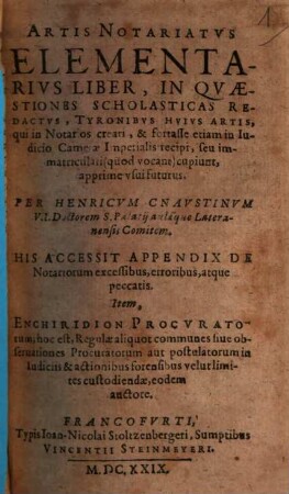 Artis Notariatus elementarius liber