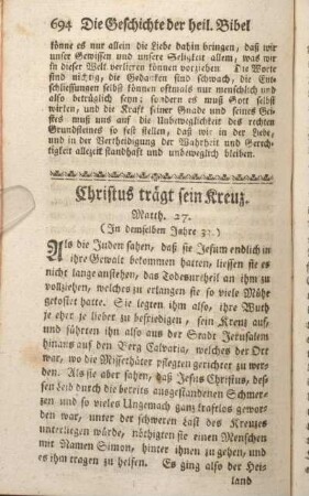 Christus trägt sein Kreuz. Matth. 27.