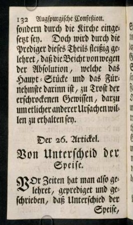132-147, Der 26. Artickel. Von Unterscheid der Speise.