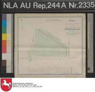 Lage des fiskalischen Grundstücks Ochsenhamm an der Straße nach Jever im Gemeindebezirk WITTMUND Kolorierte Zeichnung von F. W. Sprengell Papier auf Leinen Format 24,5x22,0 M 1:2.000