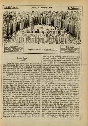11. Lief. Nr. 3. Berlin, 21. November 1874. 2. Jahrgang.