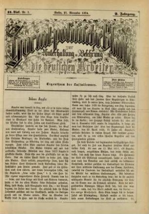 11. Lief. Nr. 3. Berlin, 21. November 1874. 2. Jahrgang.