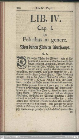 Lib. IV. [De Febribus. Von den Fiebern]