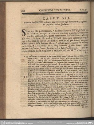 Caput XLI. Salutem in Christo nostram, pulcherrimum esse misericordiae, sapientiae & Iustitiae Divinae speciem