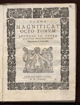 Giovanni Pierluigi da Palestrina: Magnificat octo tonum. Tenor