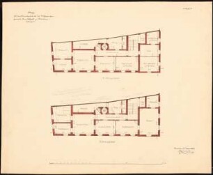 Schlesische Generallandschaft, Breslau: 2 Grundrisse: 2.Obergeschoss, 3.Obergeschoss, Maßstabsleiste
