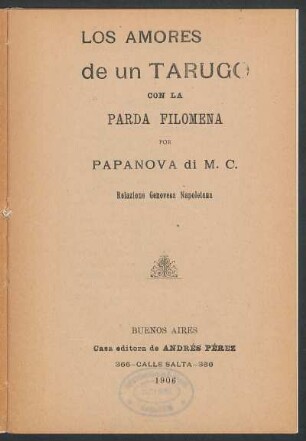 Los amores de un tarugo con la parda Filumena