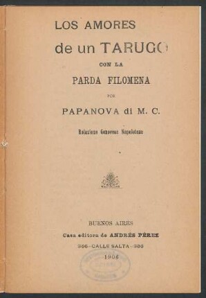 Los amores de un tarugo con la parda Filumena
