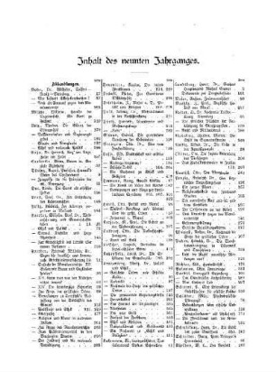 Inhalt des neunten Jahrganges