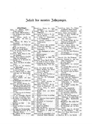 Inhalt des neunten Jahrganges