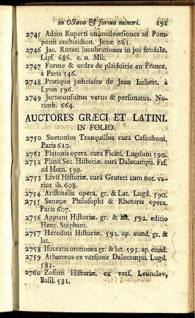 Auctores Graeci Et Latini.