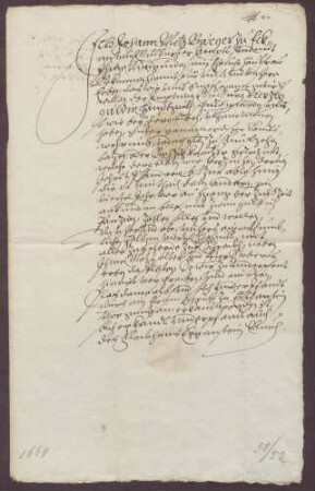 Gültverschreibung des Johannes Metz und seiner Frau Kunigunda, beide zu Eggenstein, über 40 Gulden Hauptgut, für das sie jährlich zwei Gulden an die Amtsverwaltung zu Mühlburg zahlen.