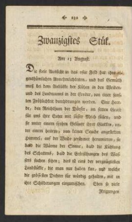 Zwanzigstes Stük. Am 13 August.