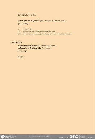 Anfragen betreffend slawische Ortsnamen
