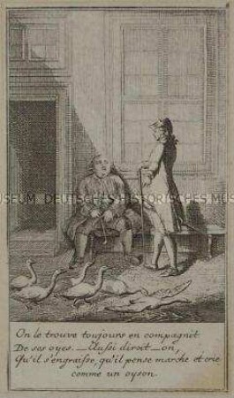 Illustration aus dem Lauenburger genealogischen Kalender von 1780 (8. Blatt), "On le trouve toujours ..."
