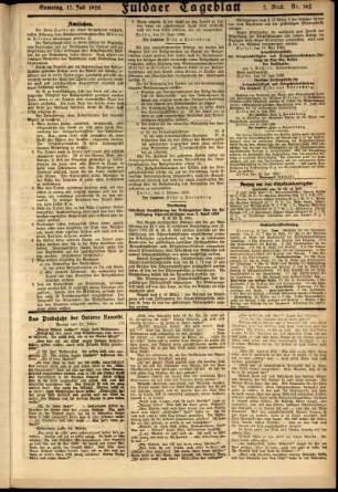 Zweite Ausgabe vom Samstag, den 17. Juli 1920.