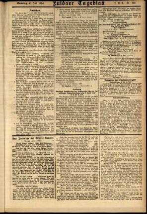 Zweite Ausgabe vom Samstag, den 17. Juli 1920.