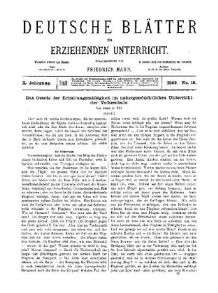 Das Gesetz der Erhaltungsmässigkeit im naturgeschichtlichen Unterricht der Volksschule : (Schluss)
