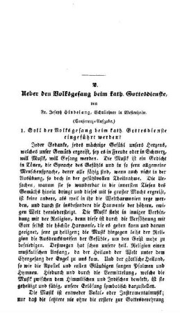 Ueber den Volksgesang beim kath. Gottesdienste