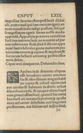 Caput xxii. fen quartae, De hirudinibus.