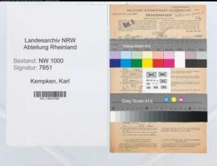 Entnazifizierung Karl Kempken, geb. 10.12.1897 (Postbetriebsass.)
