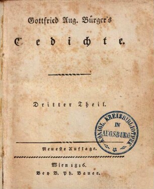 Gottfried Aug. Bürger's Gedichte. 3