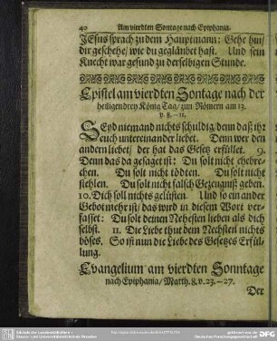 Epistel am vierdten Sontage nach der heiligen drey König Tag
