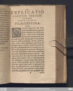 Explicatio Capitum Tertiae Classis.