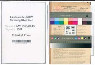 Entnazifizierung Franz Tolksdorf , geb. 28.12.1904 (Steuersekretaer)