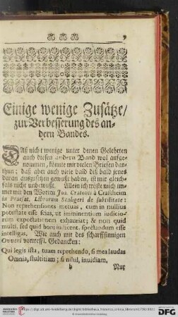 Einige wenige Zusaetze zur Verbesserung des andern Bandes
