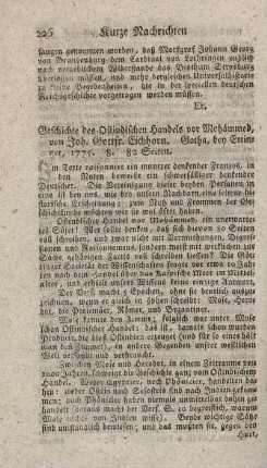 Geschichte des Ostindischen Handels vor Mohämmed.