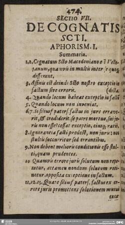 Sectio VII. De Cognatis Scti
