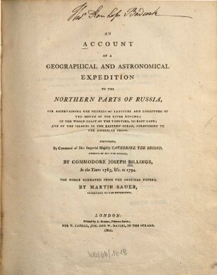 An account of a geographical and astronomical expedition to the northern parts of Russia