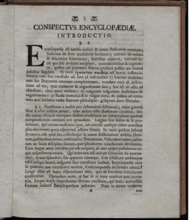 Conspectus Encyclopaediae. Introductio.
