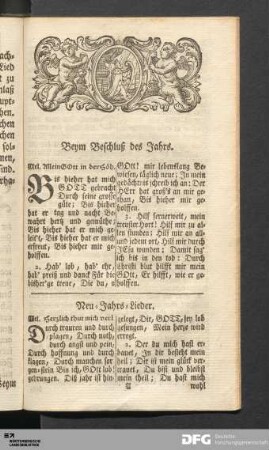 Beym Beschluß des Jahrs.