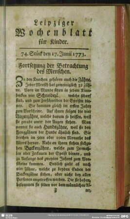 74. Stück den 17. Junii 1773