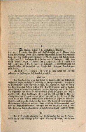Magazin für Rechts- und Staats-Wissenschaft mit besonderer Rücksicht auf das Österreichische Kaiserreich. 8. 1853